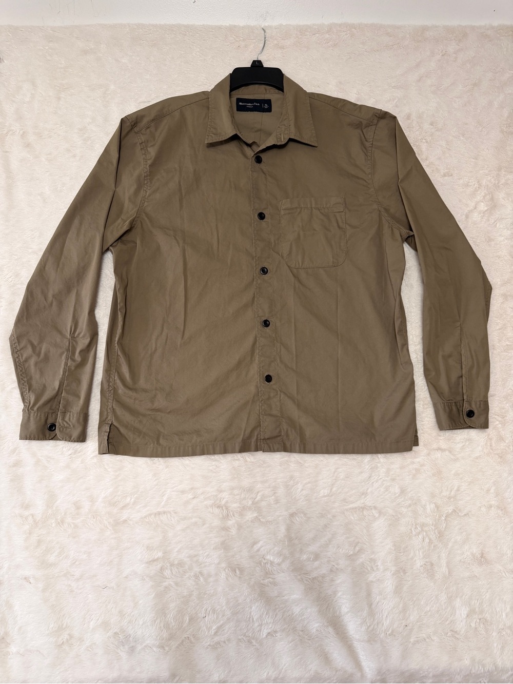 Abercrombie & Fitch Men’s Stretch Shirt Jacket Khaki Tan XL Button Front Utility